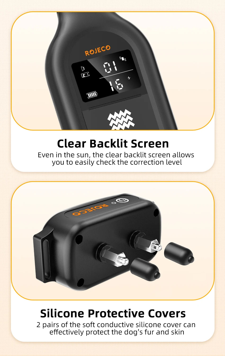 ROJECO Rechargeable Dog Training Collar with Remote